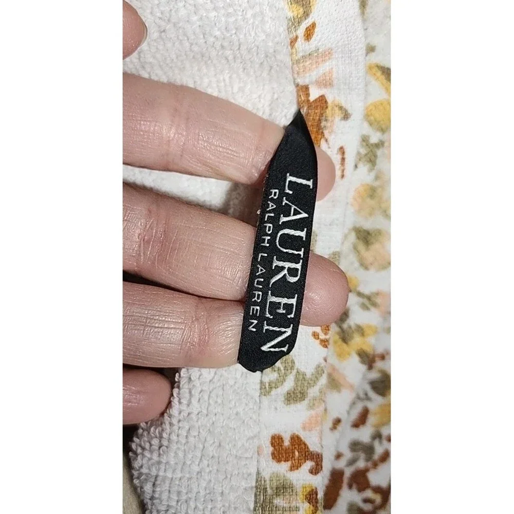 Lauren Ralph Lauren Yellow and Floral Plush Bath Towel Cotton Black Label